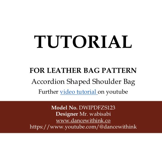 PDF Leather Bag Pattern - Accordion Shaped Shoulder Bag - DWIPDFZS123