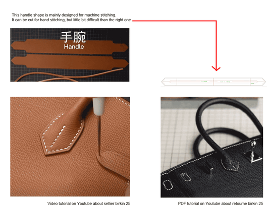 PDF Leather Bag Pattern - Sellier Birkin Bag Inspired - DWIPDFZS131