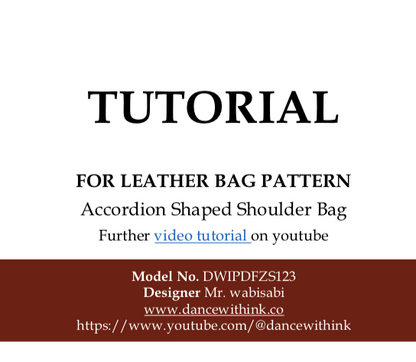 PDF Leather Bag Pattern - Accordion Shaped Shoulder Bag - DWIPDFZS123