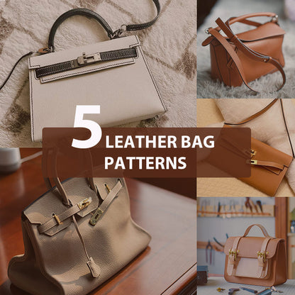 Leather Bag Pattern Tutorial - 5 Classic Bags to Start - DWIPDFZS05